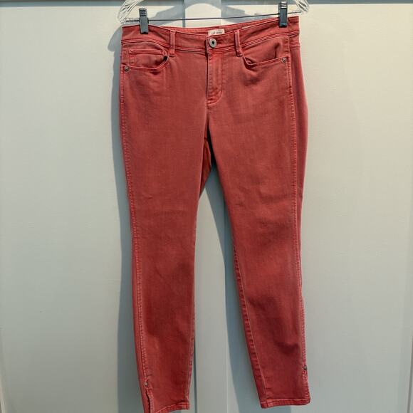 J Jill Authentic Fit Slim Ankle Jeans Women SZ 4 Pink Nantucket Red Ankle Pants - Picture 5 of 13